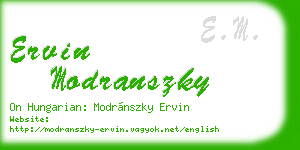 ervin modranszky business card